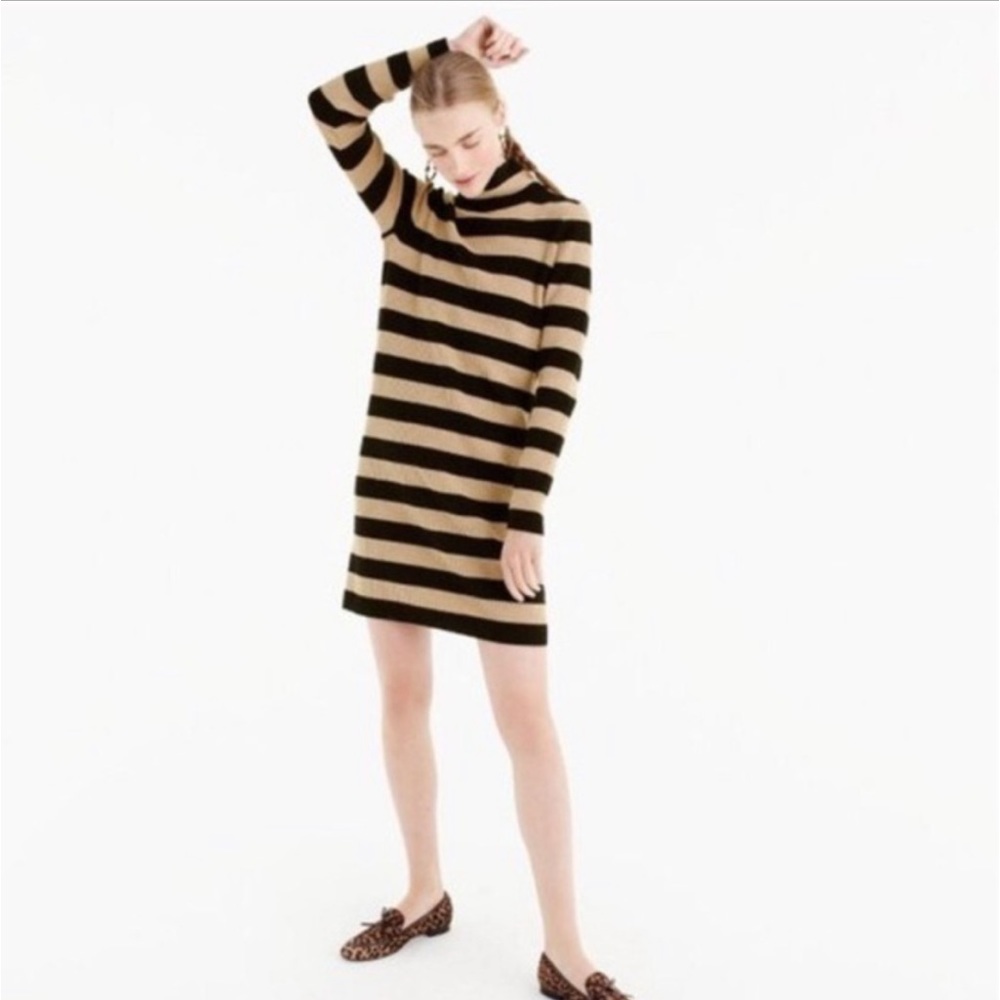 NWT J.Crew Camel and Black Sweater Dress